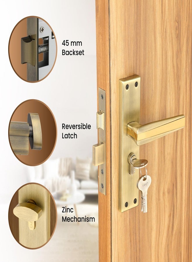 LAPO طقم مقبض باب رئيسي شديد التحمل من لابو، قفل باب نقر مع مفاتيح، أسطوانة 60 مم، جسم قفل 45 × 50 مم - مثالي للمنزل، غرفة النوم، المكتب، الفندق (تشطيب عتيق، ضمان 3 سنوات) CY-305 - Image 4